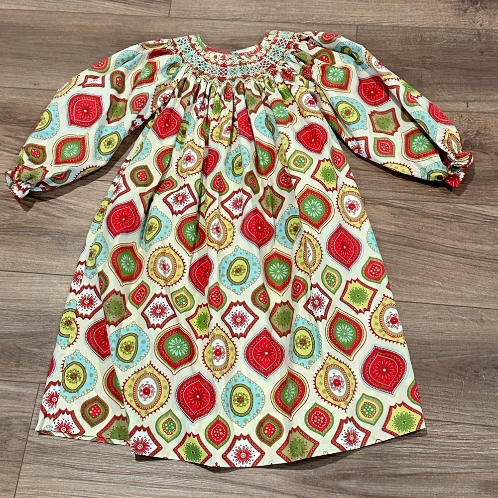 Le Za Me Handmade Smocked Holiday Dress Size 6